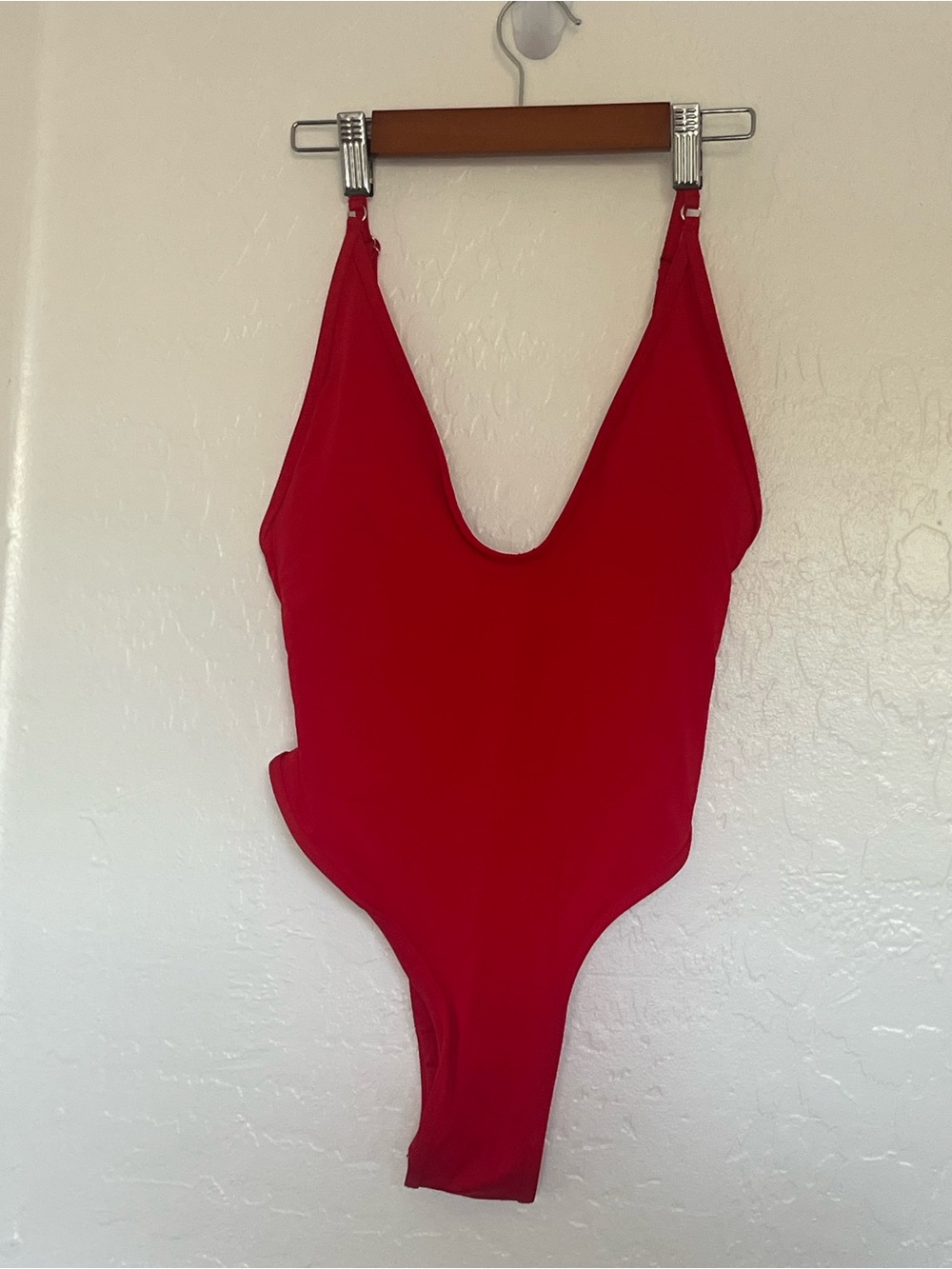 Red One-Piece Scoop Neck Swimsuit